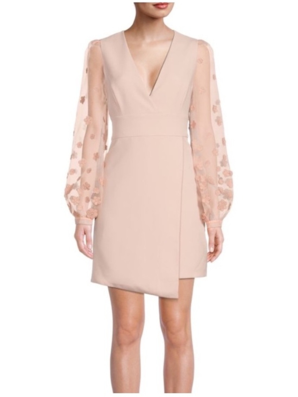 NEW BCBGMaxAzria Pink Emery Organza Sleeve V-Neck Mini Dress 8